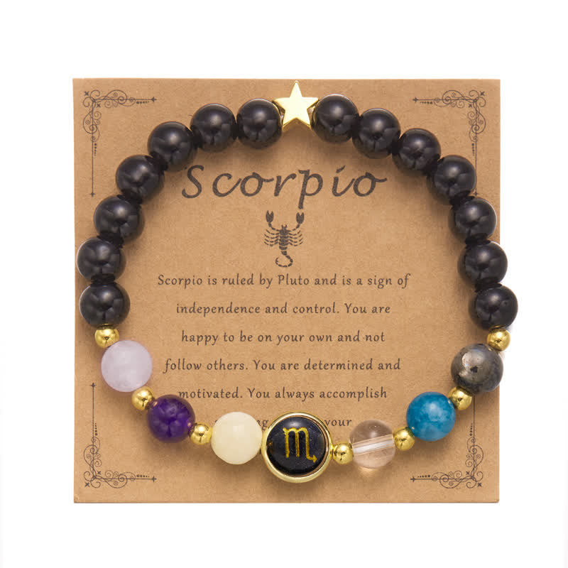 Bracciale con ciondolo pentagramma zodiacale in pietra naturale Olivenorma 
