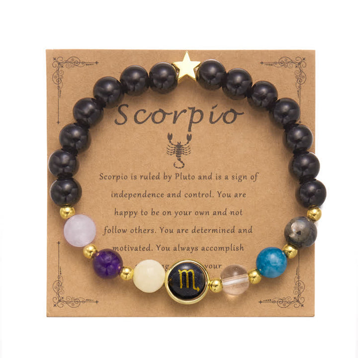 Bracciale con ciondolo pentagramma zodiacale in pietra naturale Olivenorma 