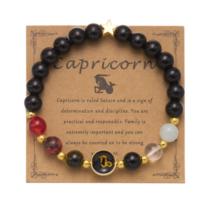 Bracciale con ciondolo pentagramma zodiacale in pietra naturale Olivenorma 