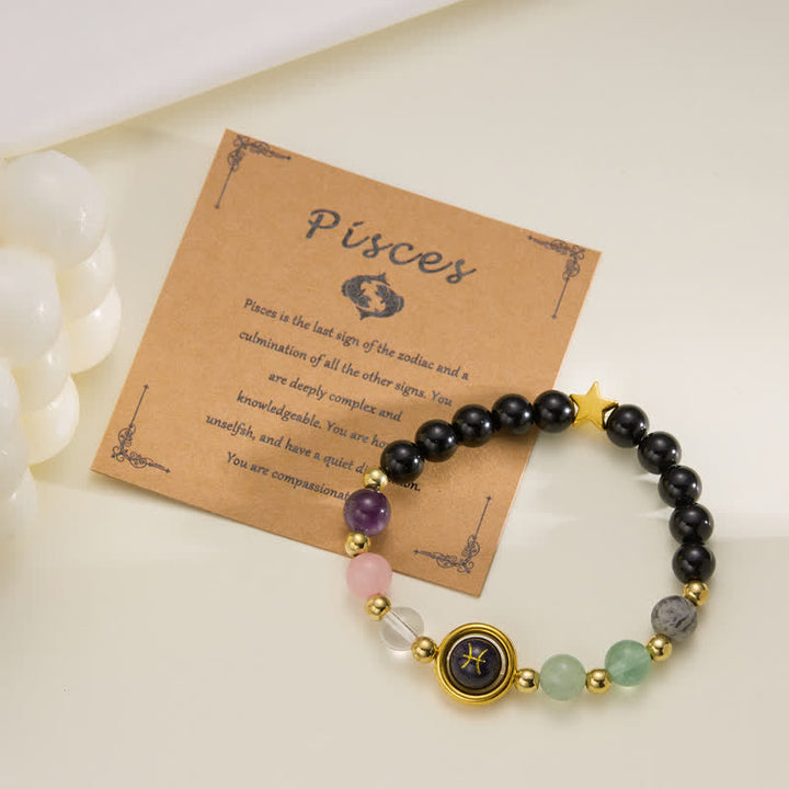 Bracciale con ciondolo pentagramma zodiacale in pietra naturale Olivenorma 
