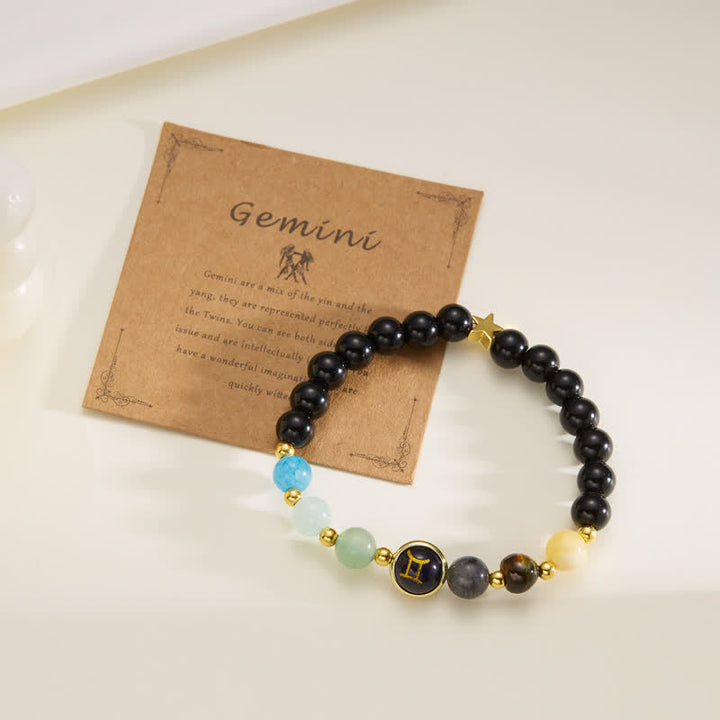 Bracciale con ciondolo pentagramma zodiacale in pietra naturale Olivenorma 