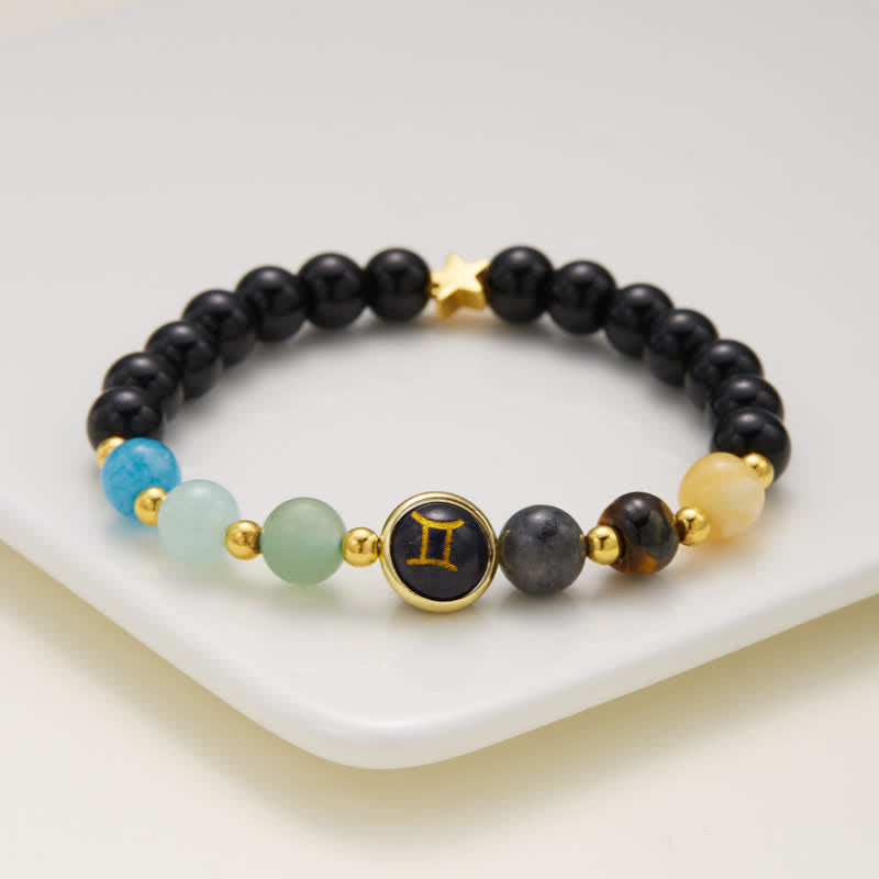 Bracciale con ciondolo pentagramma zodiacale in pietra naturale Olivenorma 