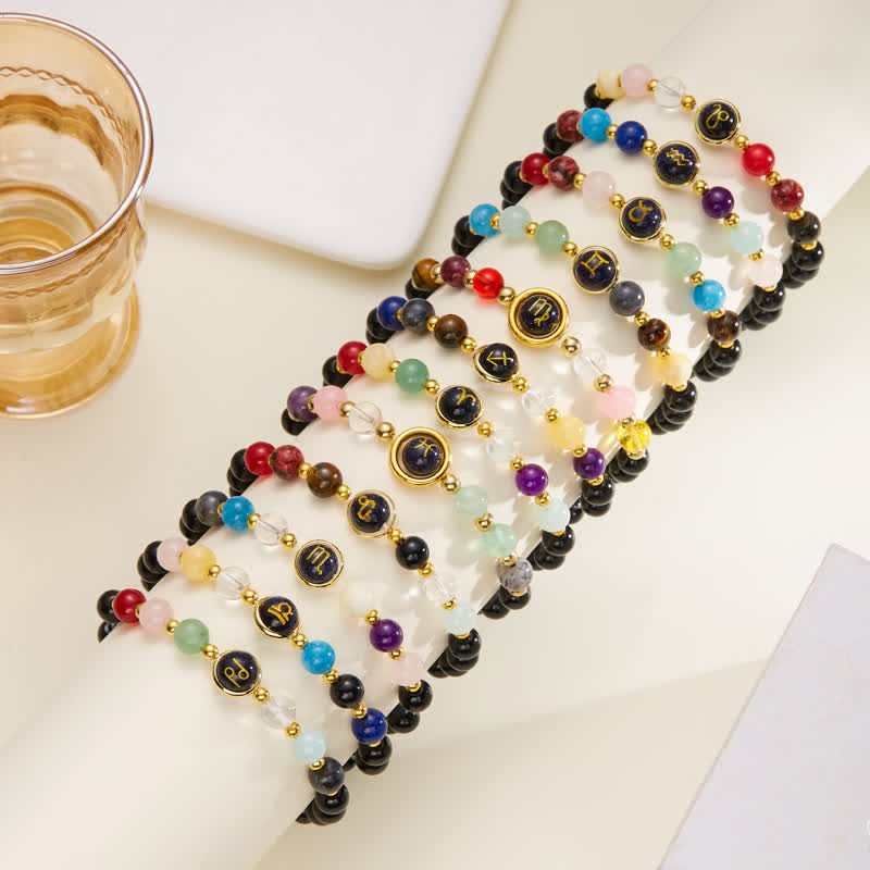 Bracciale con ciondolo pentagramma zodiacale in pietra naturale Olivenorma 