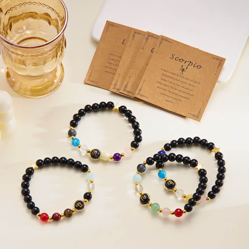Bracciale con ciondolo pentagramma zodiacale in pietra naturale Olivenorma 