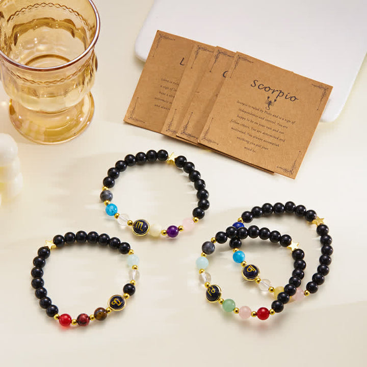 Bracciale con ciondolo pentagramma zodiacale in pietra naturale Olivenorma 