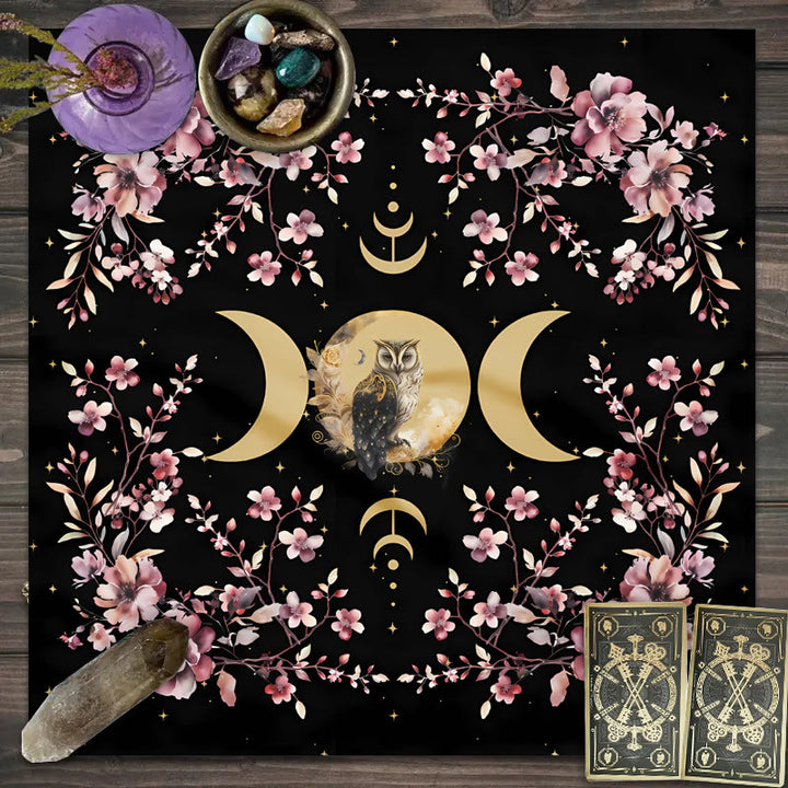 Tovaglia Olivenorma Owl &amp; Moon Phase Witch Tarot 