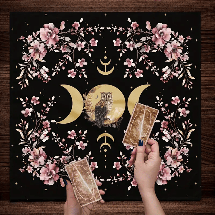 Tovaglia Olivenorma Owl &amp; Moon Phase Witch Tarot 
