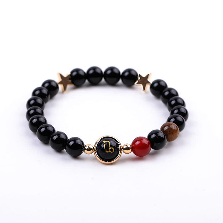 Olivenorma Bracciale con perline in pietra naturale e pentagramma zodiacale doppio 