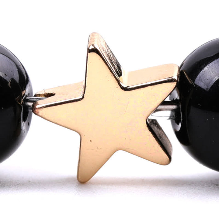 Olivenorma Bracciale con perline in pietra naturale e pentagramma zodiacale doppio 