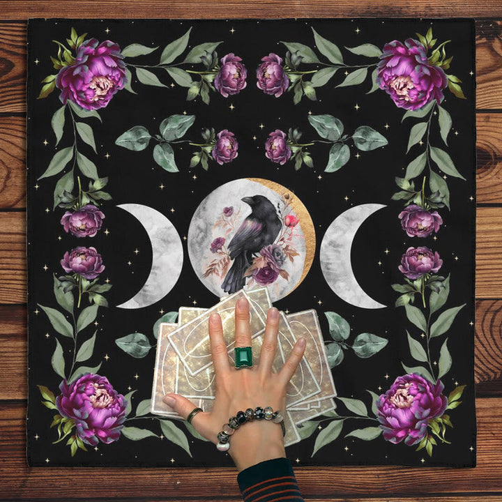 Tovaglia dei tarocchi Olivenorma Raven & Flowers Alter Cloth