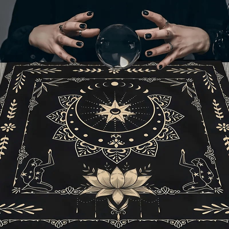 Olivenorma Tovaglia mistica con fasi lunari e segno del loto, divinazione e tarocchi