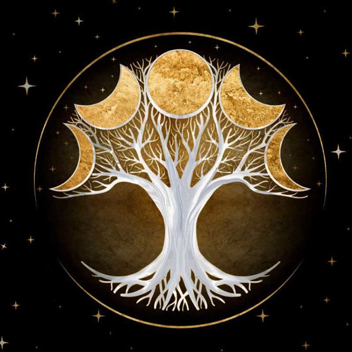 Tovaglia quadrata Olivenorma Chenille Wicca Moon Phase