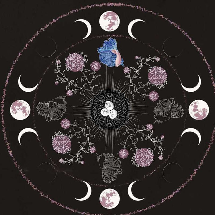 Tovaglia quadrata Olivenorma Chenille Wicca Moon Phase