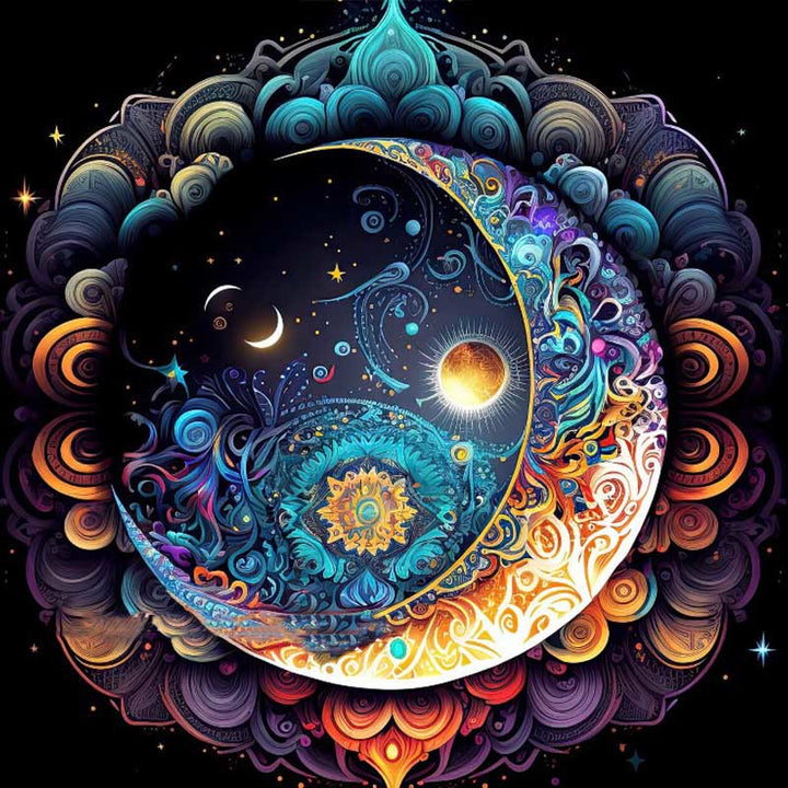 Tovaglia quadrata Olivenorma Chenille Wicca Moon Phase