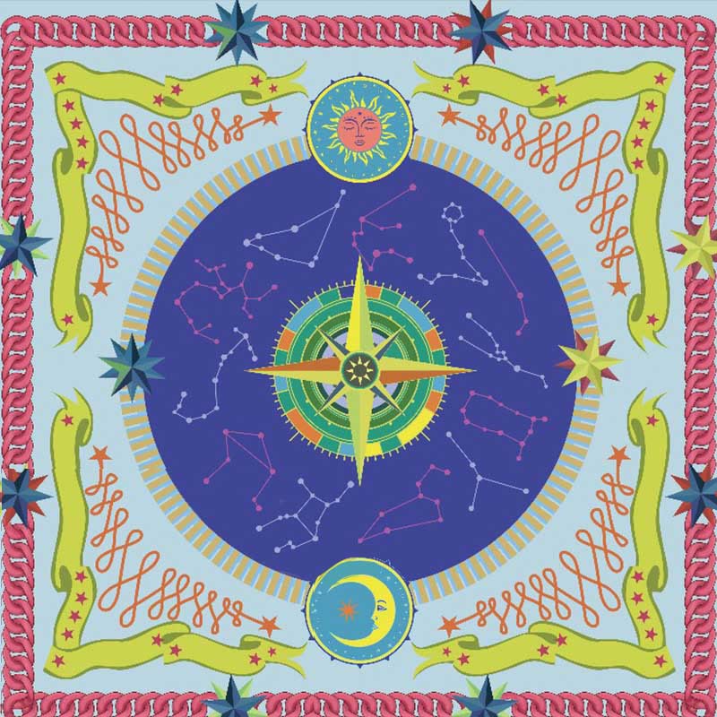 Tovaglia quadrata Olivenorma Chenille Wicca Moon Phase