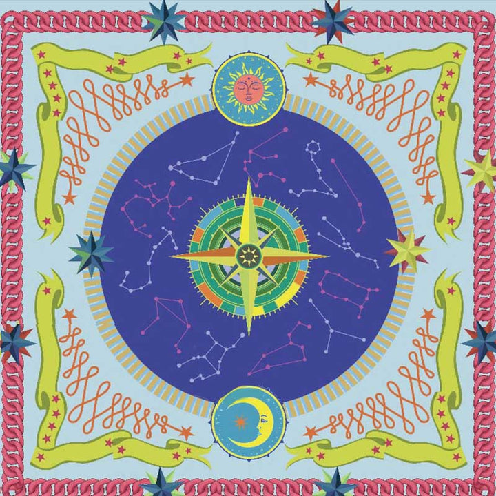 Tovaglia quadrata Olivenorma Chenille Wicca Moon Phase