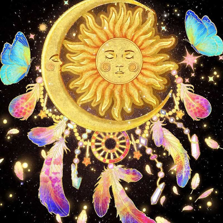 Tovaglia quadrata Olivenorma Chenille Wicca Moon Phase