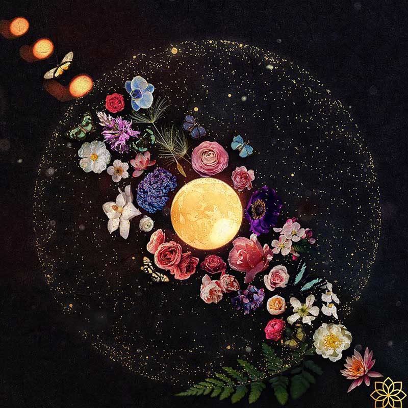 Tovaglia quadrata Olivenorma Chenille Wicca Moon Phase