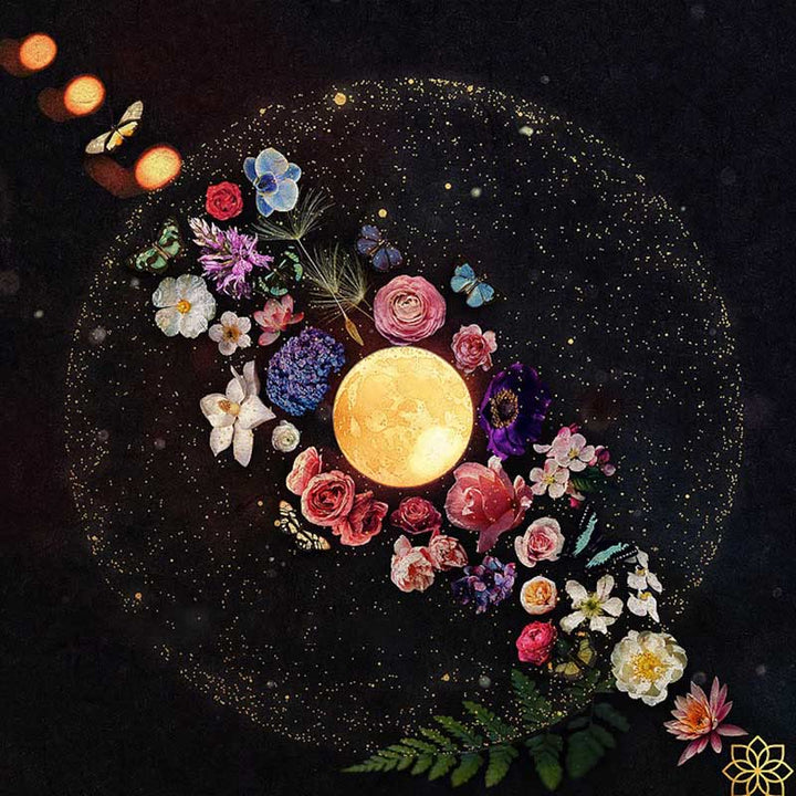 Tovaglia quadrata Olivenorma Chenille Wicca Moon Phase