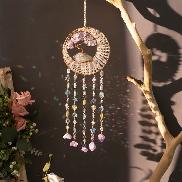 Olivenorma Lepidolite Albero della vita Suncatcher Wind Chime 