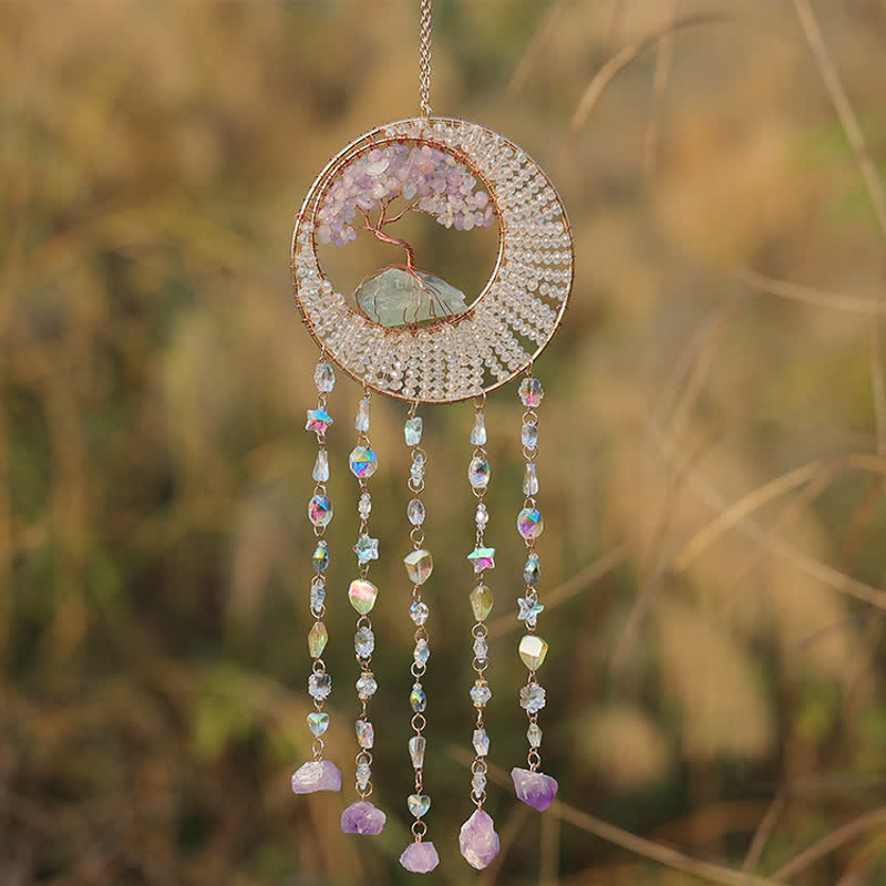 Olivenorma Lepidolite Albero della vita Suncatcher Wind Chime 