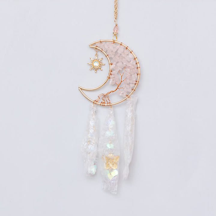Olivenorma Rose Quartz Stella Luna Farfalla Acchiappasole Campanello a vento