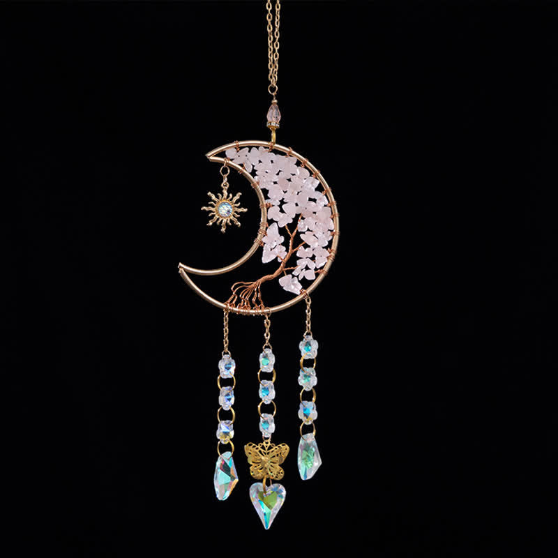 Olivenorma Rose Quartz Stella Luna Farfalla Acchiappasole Campanello a vento