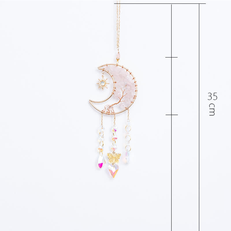 Olivenorma Rose Quartz Stella Luna Farfalla Acchiappasole Campanello a vento