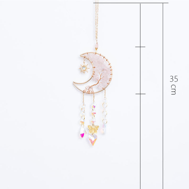 Olivenorma Rose Quartz Stella Luna Farfalla Acchiappasole Campanello a vento