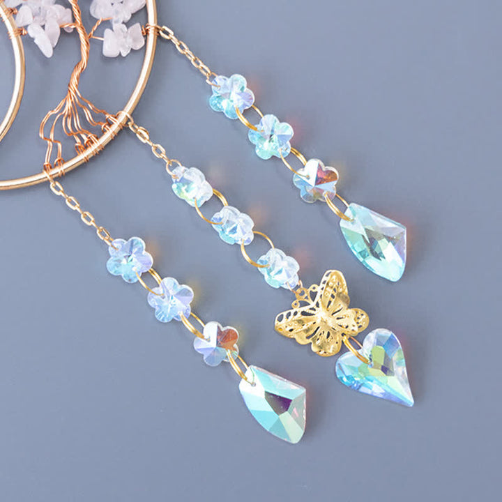 Olivenorma Rose Quartz Stella Luna Farfalla Acchiappasole Campanello a vento
