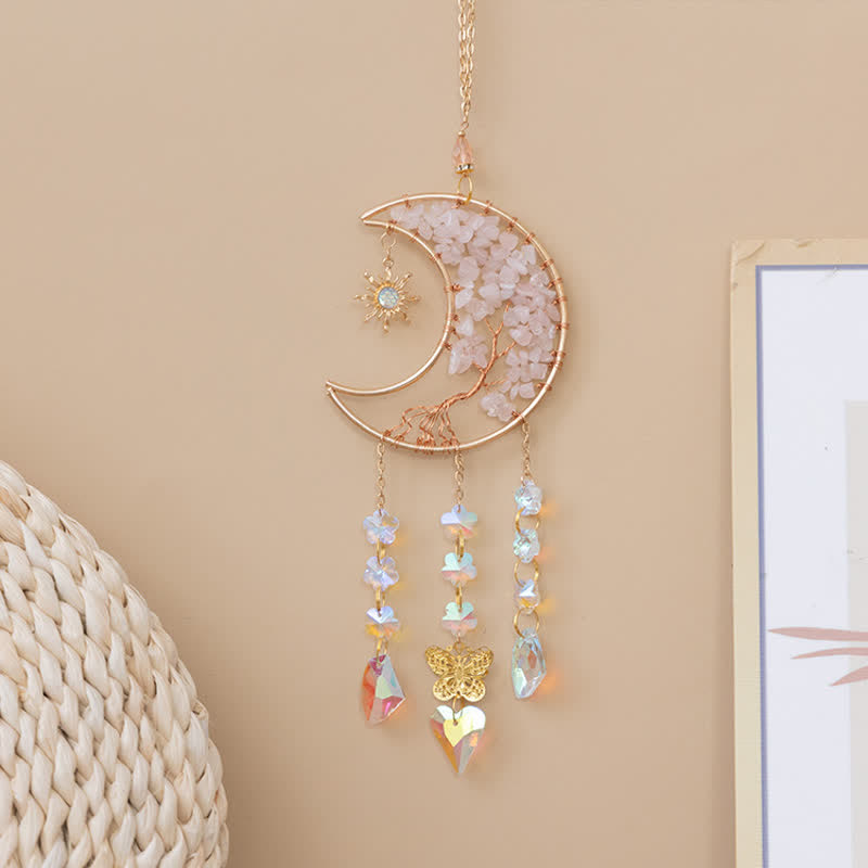 Olivenorma Rose Quartz Stella Luna Farfalla Acchiappasole Campanello a vento