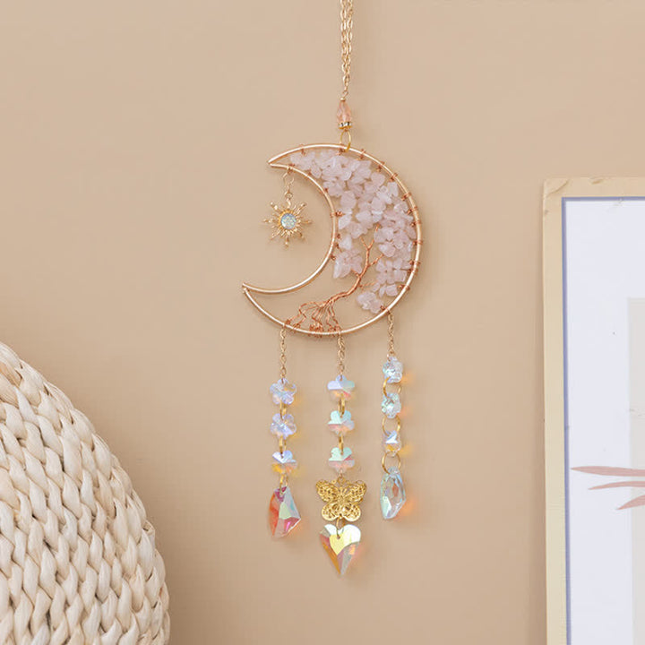 Olivenorma Rose Quartz Stella Luna Farfalla Acchiappasole Campanello a vento