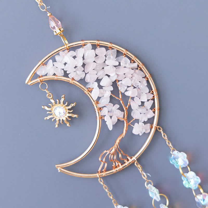 Olivenorma Rose Quartz Stella Luna Farfalla Acchiappasole Campanello a vento