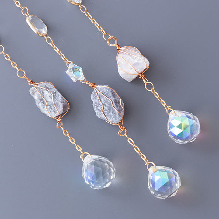 Ciondolo Olivenorma Fluorite Moon Suncatcher Campanello a vento