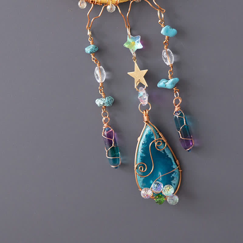 Olivenorma Green Avventurina Sun Suncatcher Wind Chime a carica manuale 