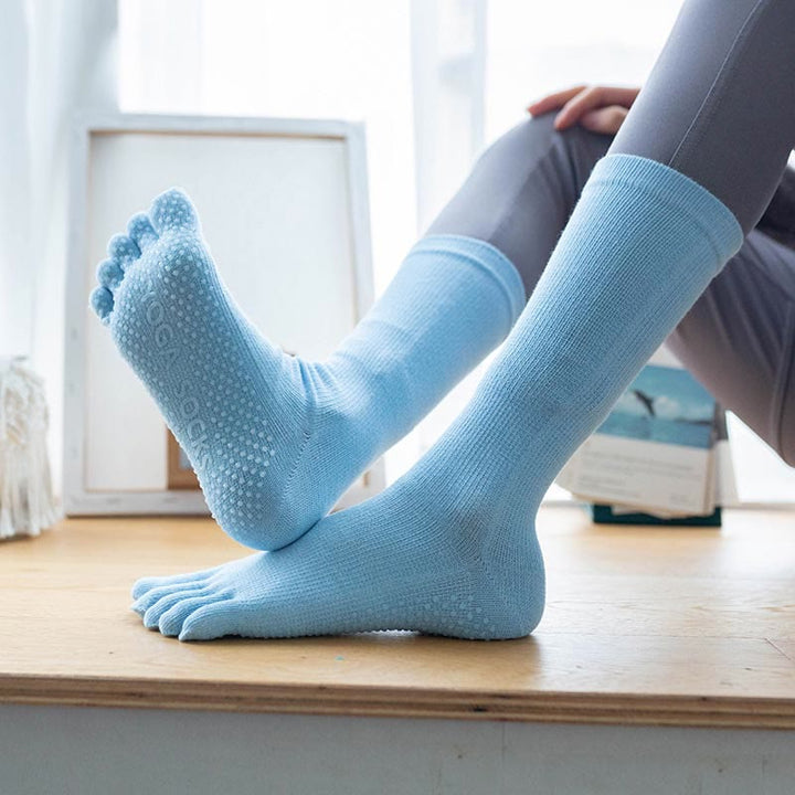 Calze da donna Olivenorma in cotone antiscivolo, traspiranti, ideali per Pilates, Barre, Fitness e Yoga, con vestibilità comoda ed elasticizzata. - Cielo Blu - 10 paia - image 18