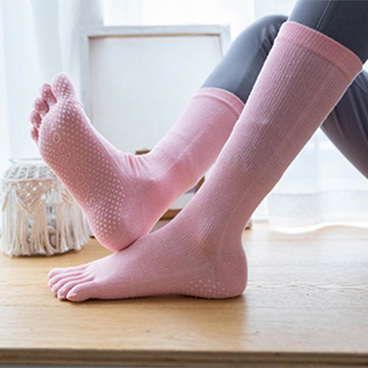 Calze da donna Olivenorma in cotone antiscivolo, traspiranti, ideali per Pilates, Barre, Fitness e Yoga, con vestibilità comoda ed elasticizzata. - Rosa - 10 paia - image 4
