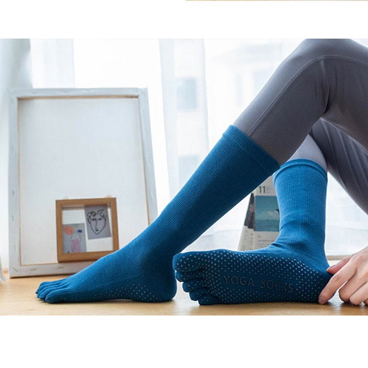 Calzini da yoga in cotone antiscivolo Olivenorma da donna con cinque dita
