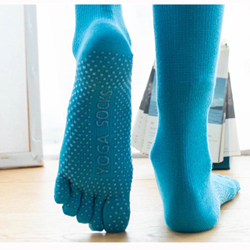 Calzini da yoga in cotone antiscivolo Olivenorma da donna con cinque dita
