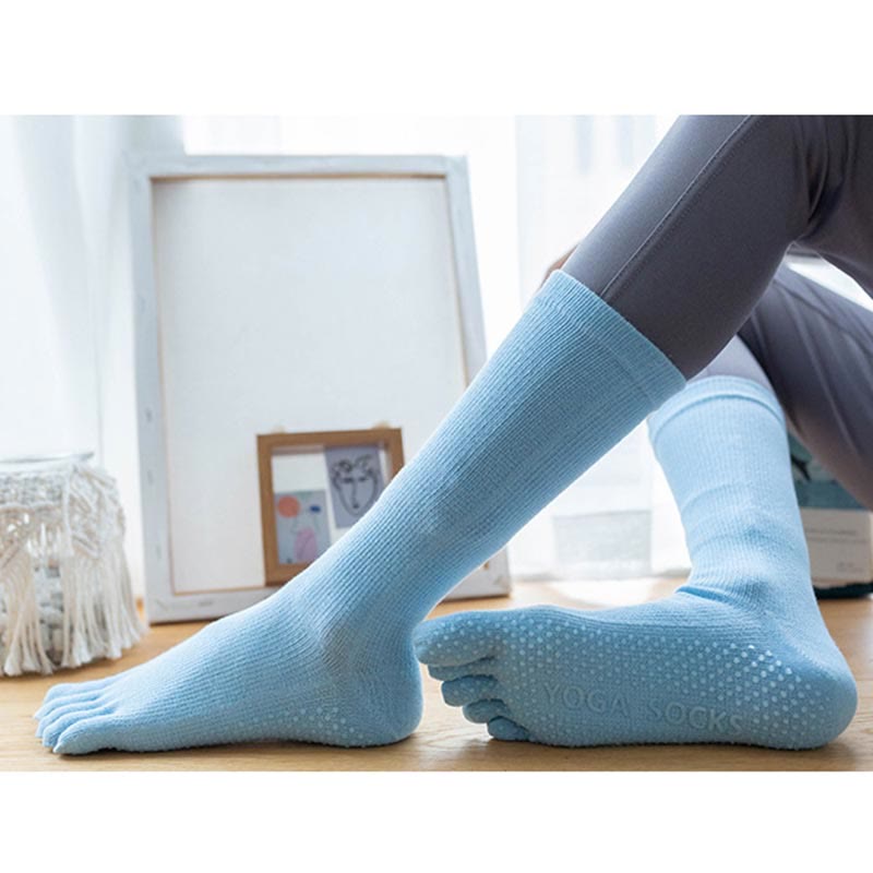 Calzini da yoga in cotone antiscivolo Olivenorma da donna con cinque dita