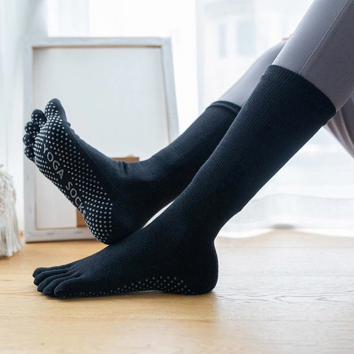Calzini da yoga in cotone antiscivolo Olivenorma da donna con cinque dita