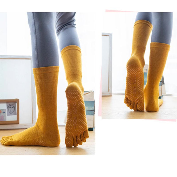 Calzini da yoga in cotone antiscivolo Olivenorma da donna con cinque dita