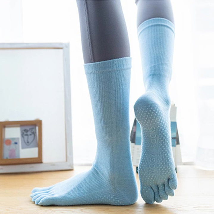 Calzini da yoga in cotone antiscivolo Olivenorma da donna con cinque dita