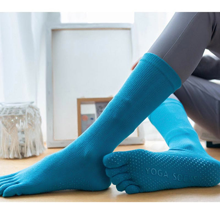 Calzini da yoga in cotone antiscivolo Olivenorma da donna con cinque dita