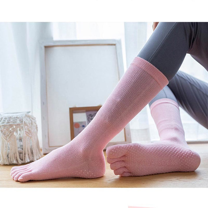Calzini da yoga in cotone antiscivolo Olivenorma da donna con cinque dita