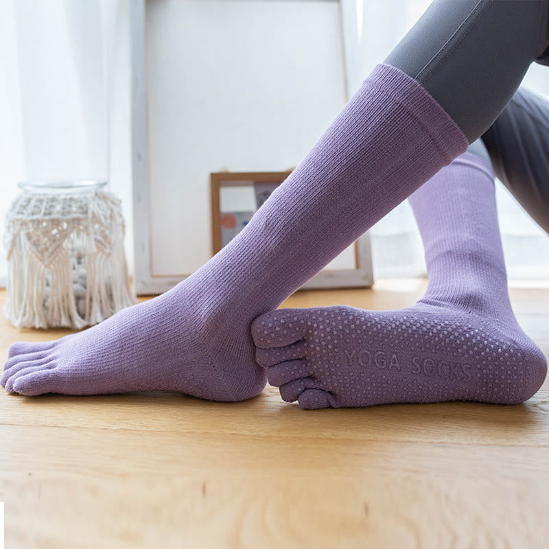 Calzini da yoga in cotone antiscivolo Olivenorma da donna con cinque dita