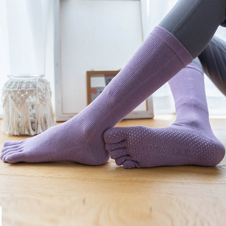 Calzini da yoga in cotone antiscivolo Olivenorma da donna con cinque dita