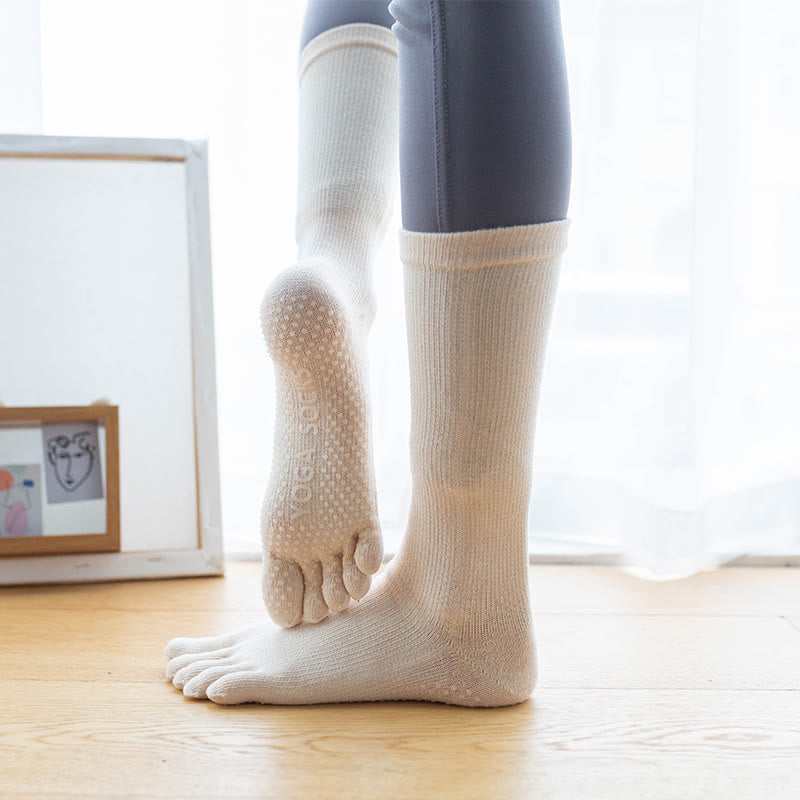 Calzini da yoga in cotone antiscivolo Olivenorma da donna con cinque dita
