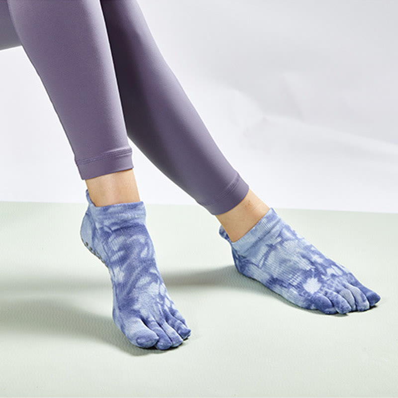 Calze da pilates Olivenorma Tie-Dye al ginocchio, antiscivolo, per yoga, barre e fitness, traspiranti ed elasticizzate. - image 2