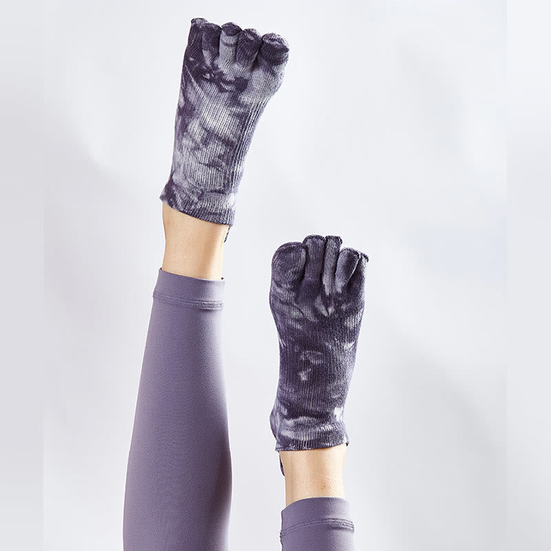 Calze da pilates Olivenorma Tie-Dye al ginocchio, antiscivolo, per yoga, barre e fitness, traspiranti ed elasticizzate. - image 4
